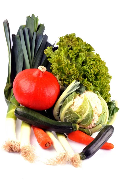 Assortment Raw Vegetables Close White Background — Stock Photo, Image