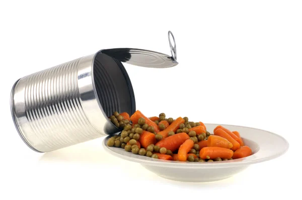 Can Peas Carrots Close — Stock Photo, Image