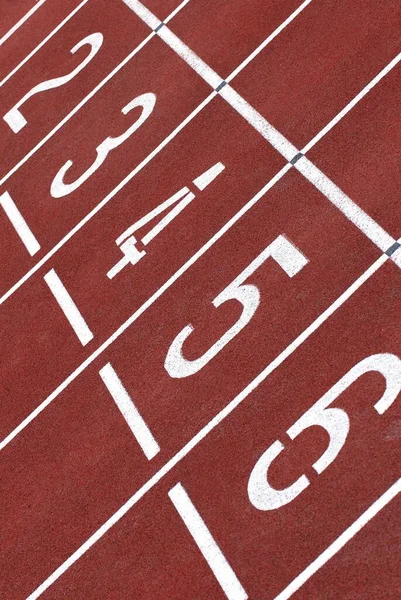 Closeup Red Athletic Track Hallways — Stock Photo, Image