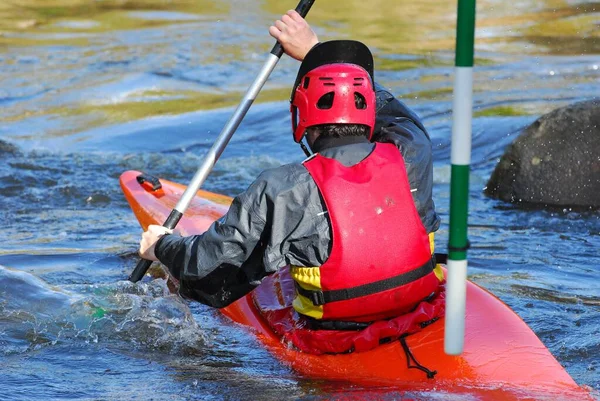 Kajaker Vid Lochrist Whitewater Park Morbihan — Stockfoto