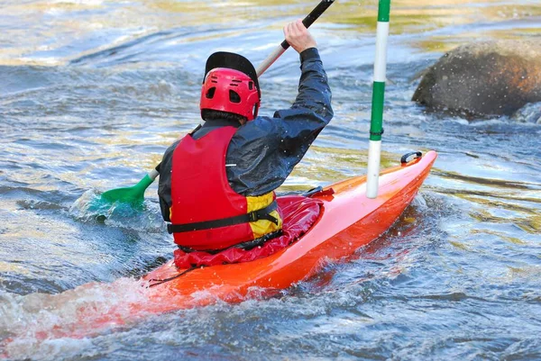 Kajaker Vid Lochrist Whitewater Park Morbihan — Stockfoto