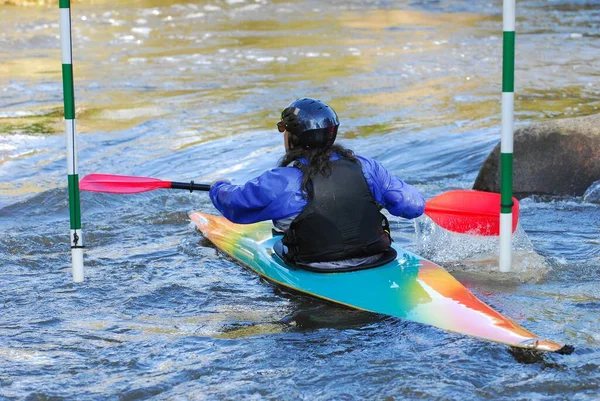 Kayaker Lochrist Whitewater Parkban Morbihanban — Stock Fotó