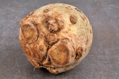 Kereviz, gri arkaplanda yakın plan