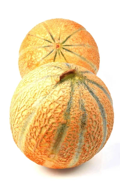 Meloner Närbild Vit Bakgrund — Stockfoto