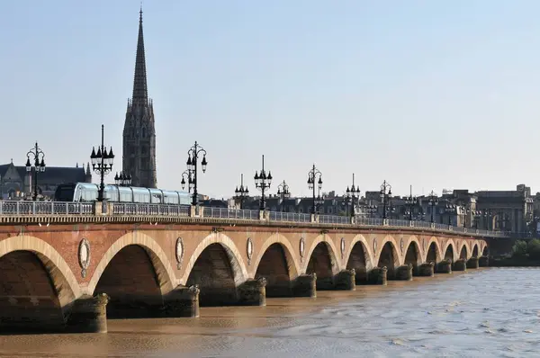Bordeaux Daki Garonne Dan Geçen Taş Köprü — Stok fotoğraf