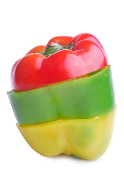 Rekonstituierte Paprika Mit Verschiedenen Farben Nahaufnahme Auf Weißem Hintergrund — Stockfoto