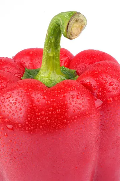 Rote Paprika Hautnah Auf Weißem Hintergrund — Stockfoto