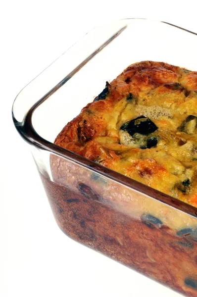 Hausgemachte Ratatouille Flan Einer Transparenten Glasschale Flan Ratatouille Maison Dans — Stockfoto