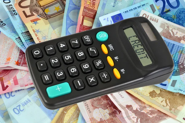 Calculator Euro Banknotes Close — Stock Photo, Image