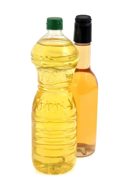 Bottle Oil Bottle Vinegar White Background — Stock Photo, Image