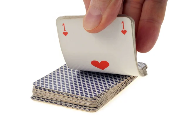 Corações Meio Baralho Cartas Jogo Fundo Branco — Fotografia de Stock