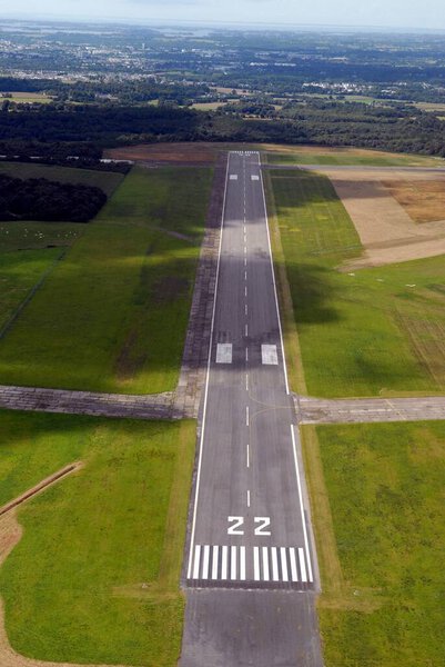 Landing runway of Meucon aerodrome in Morbihan 