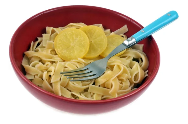 Plate Tagliatelle Candied Lemon White Background — Stock Photo, Image