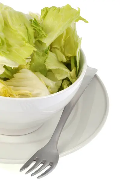 Diet Meal Bowl Lettuce Close White Background — Stock Photo, Image