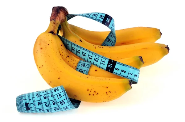 Banán Egy Méter Varrógéppel Fehér Alapon — Stock Fotó