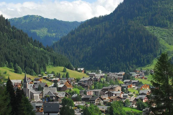 Wioska Chatel Haute Savoie Alpach Francuskich — Zdjęcie stockowe