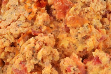 Ev yapımı çırpılmış yumurta. Yakın plan.