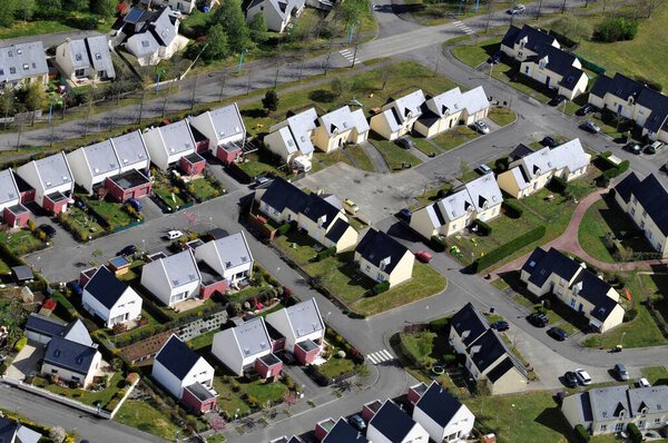 Aerial view of a housing estate in Saint-Ave in Brittany