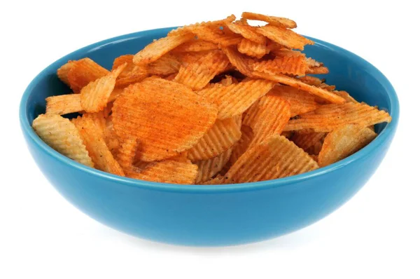 Chips Plate Close White Background — Stock Photo, Image