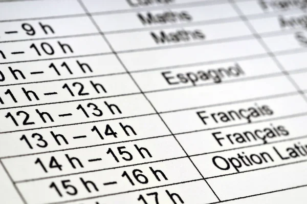 Closeup College Student Schedule — Stock Photo, Image