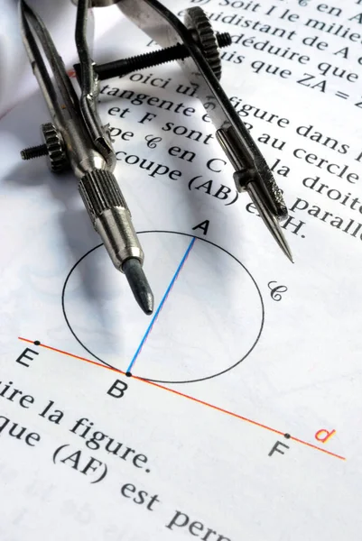 Ejercicio Geometría Material Escolar Primer Plano — Foto de Stock