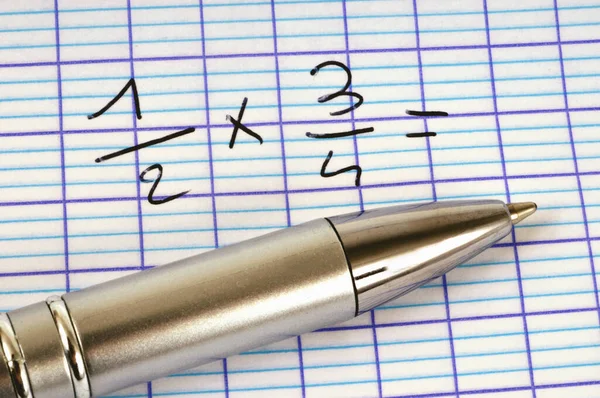 Math Exercise Pen Close — Stock Photo, Image