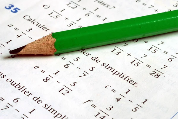 Pencil Math Exercises Close — Stock Photo, Image