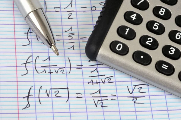 Pencil Calculator Math Exercises Close — Stock Photo, Image