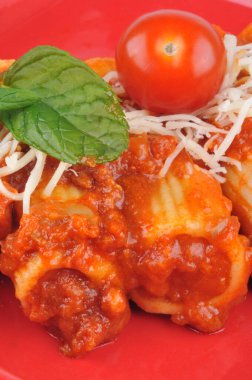 Domates soslu Cannelloni, yanında vişneli domates ve taze naneli şeker. 