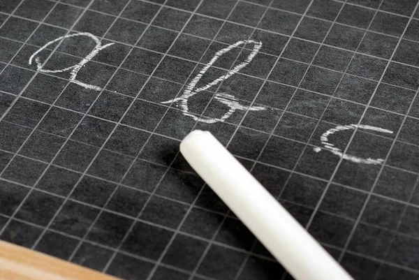 Written School Slate Chalk Close — Stock Photo, Image