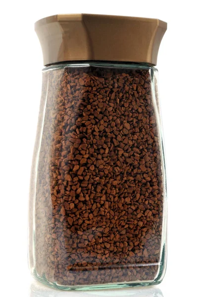 Jar Instant Coffee Close White Background — Stock Photo, Image
