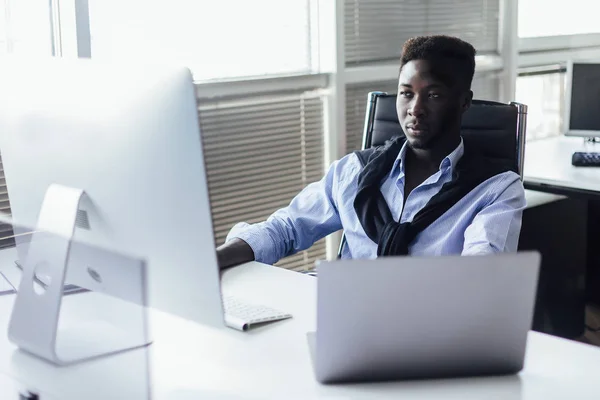 Young Businessman Working Office Selective Focus — Stock Photo, Image