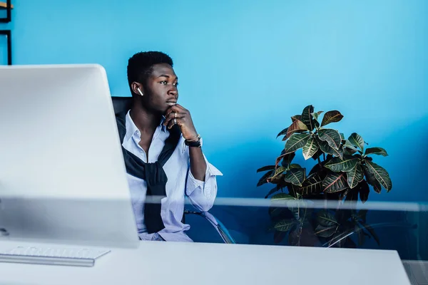 Young Businessman Working Office Selective Focus — Stock Photo, Image