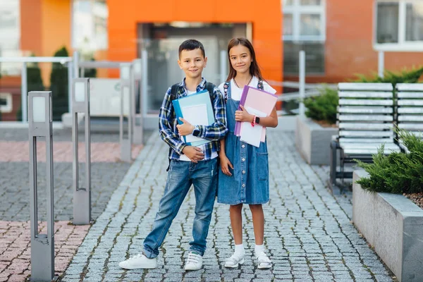 Little Boy Girl Smart Watches Outdoors Selective Focus — 스톡 사진