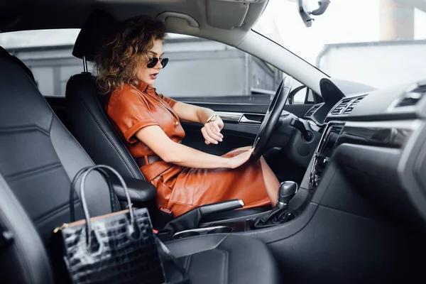 Young businesswoman hurrying to work.