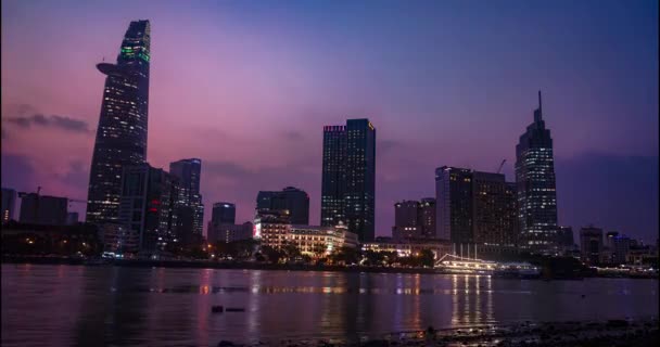 Central Part Chi Minh City Vietnam Time Laps Evening Night — Stock Video