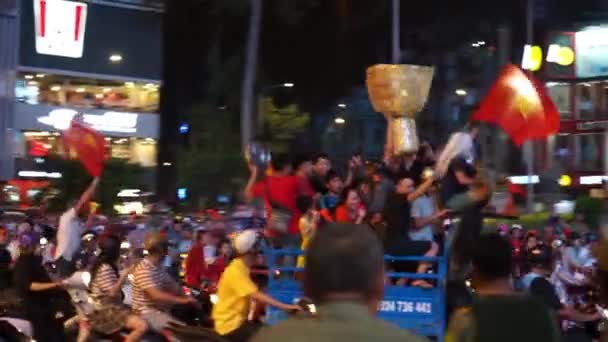 Chi Minh Stad Vietnam 2019 Vietnamesiska Fotbollslaget Vinner Sea Games — Stockvideo