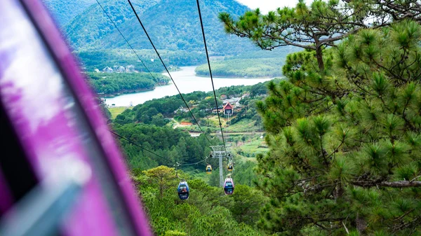 View Cable Car Robin Hill Truc Lam Dalat Vietnam Aerial — 스톡 사진