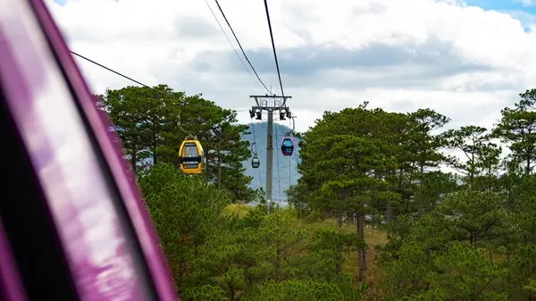 View Cable Car Robin Hill Truc Lam Dalat Vietnam Aerial — 스톡 사진