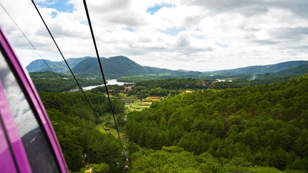 View Cable Car Robin Hill Truc Lam Dalat Vietnam Aerial — 스톡 사진