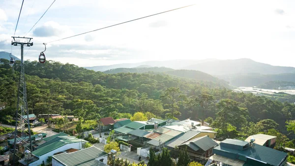 View Cable Car Robin Hill Truc Lam Dalat Vietnam Aerial — 스톡 사진