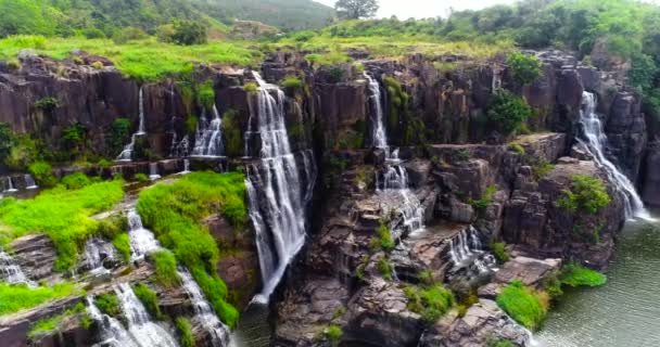 Luftaufnahmen Von Schönen Pongour Wasserfall Vietnam Lat City Drone Ansicht — Stockvideo