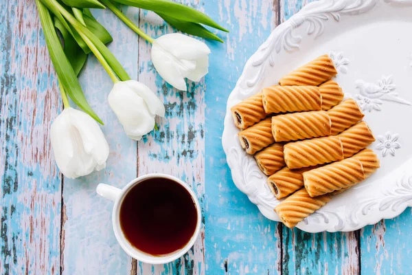 Postres Apetitosos Sobre Hermoso Fondo — Foto de Stock