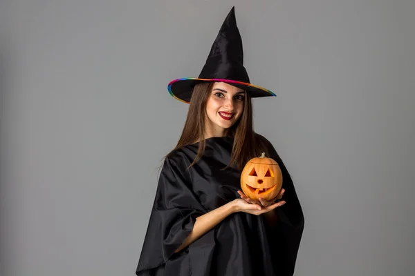 Wesoła Kobieta w stylu Halloween ubrania — Zdjęcie stockowe