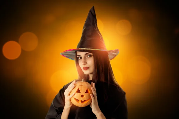 Brunette girl in halloween style clothes — Stock Photo, Image