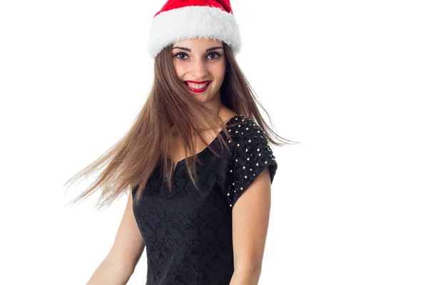 Linda chica en Santa sombrero — Foto de Stock