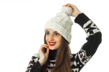 mutlu kız sıcak kış kazak 