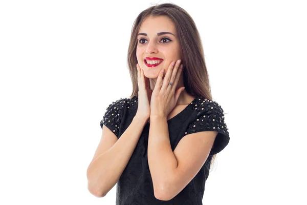 Menina feliz sorrindo na câmera — Fotografia de Stock