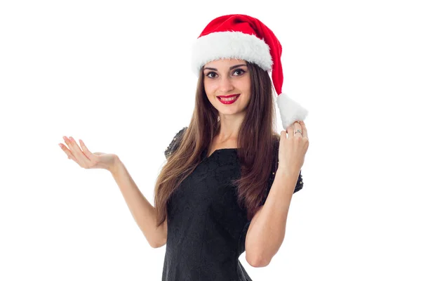 Chica joven en Santa sombrero — Foto de Stock