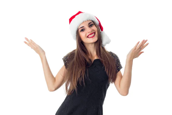 Cutie young girl in santa hat — Stock Photo, Image